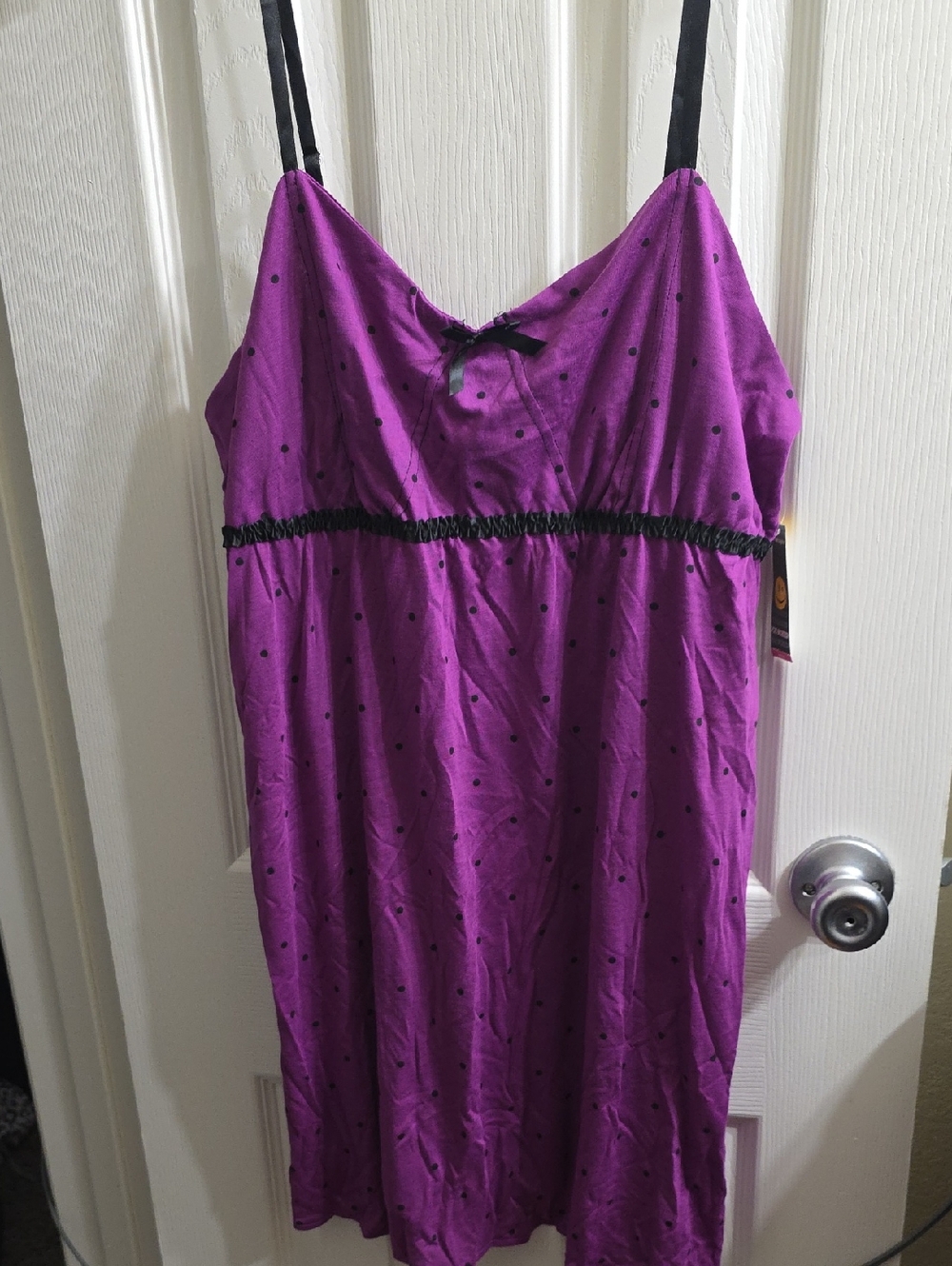 Joe Boxer Purple Polka Dot Chemise with Black Trim Size XL